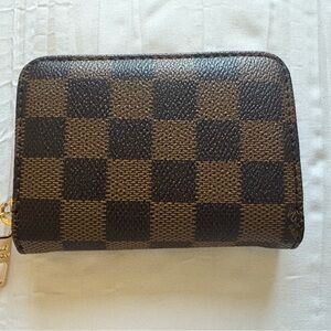 Checkered Brown and Black Compact Wallet